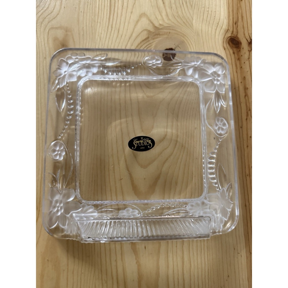 Crystal Clear Studios Picture Frame 4x6 Japan VTG Clear Frosted Floral Design